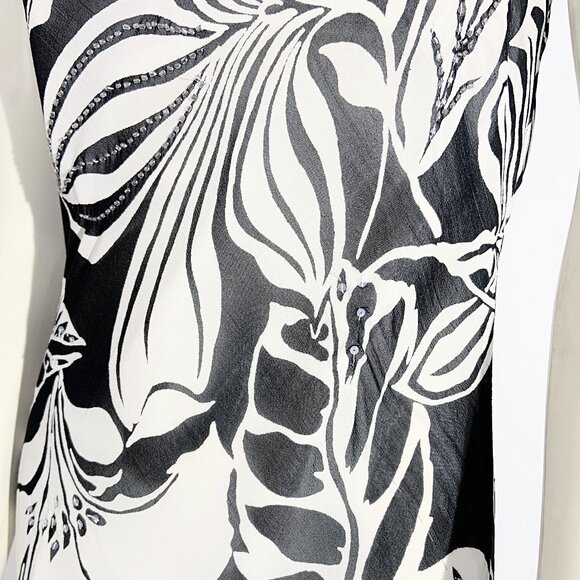 Vintage Y2K Beaded Print Dress in Black and White / size Small-Medium - Picture 8 of 10